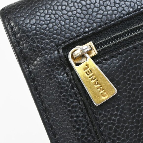 CHANEL CC Logo Trifold Compact Wallet Grained Calfskin Leather Black - Picture 13 of 16